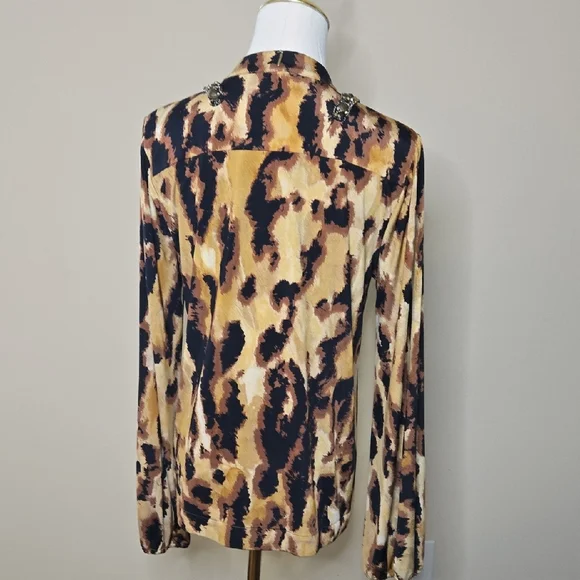 T-bags Leopard Print Embellished Women's Top Y2K Studded - Picture 3 of 6